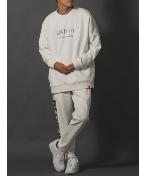 REGIEVO（レジエボ）の「【REGIEVO】サイドロゴプリント / スタイリッシュ ジョガーパンツ（スウェットパンツ・メンズ・オフホワイト/ブラック・X-LARGE/LARGE/MEDIUM）」の5枚目の写真