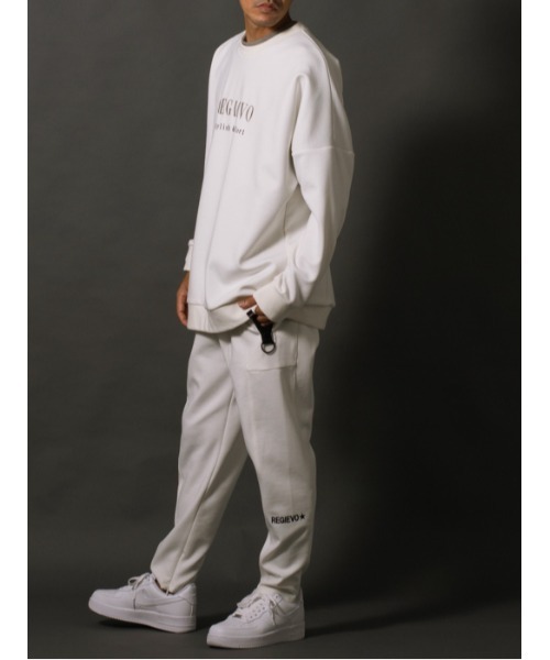 REGIEVO（レジエボ）の「【REGIEVO】サイドロゴプリント / スタイリッシュ ジョガーパンツ（スウェットパンツ・メンズ・オフホワイト/ブラック・X-LARGE/LARGE/MEDIUM）」の6枚目の写真