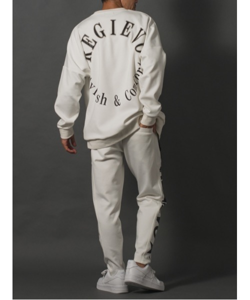 REGIEVO（レジエボ）の「【REGIEVO】サイドロゴプリント / スタイリッシュ ジョガーパンツ（スウェットパンツ・メンズ・オフホワイト/ブラック・X-LARGE/LARGE/MEDIUM）」の7枚目の写真