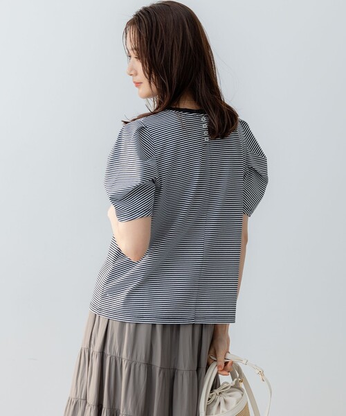 組曲（クミキョク）の「GIZAコットンタックスリーブ Tシャツ（Tシャツ/カットソー・レディース・スモーキーグリーン系/アイボリー系/ブラック系1/ブラック系・3/2）」の18枚目の写真