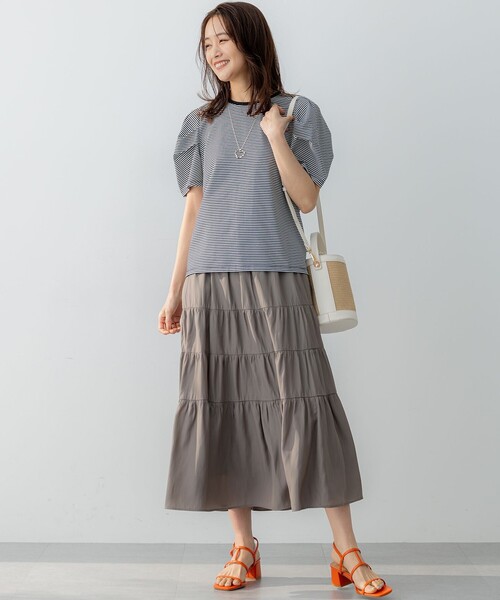 組曲（クミキョク）の「GIZAコットンタックスリーブ Tシャツ（Tシャツ/カットソー・レディース・スモーキーグリーン系/アイボリー系/ブラック系1/ブラック系・3/2）」の17枚目の写真