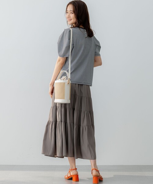 組曲（クミキョク）の「GIZAコットンタックスリーブ Tシャツ（Tシャツ/カットソー・レディース・スモーキーグリーン系/アイボリー系/ブラック系1/ブラック系・3/2）」の16枚目の写真