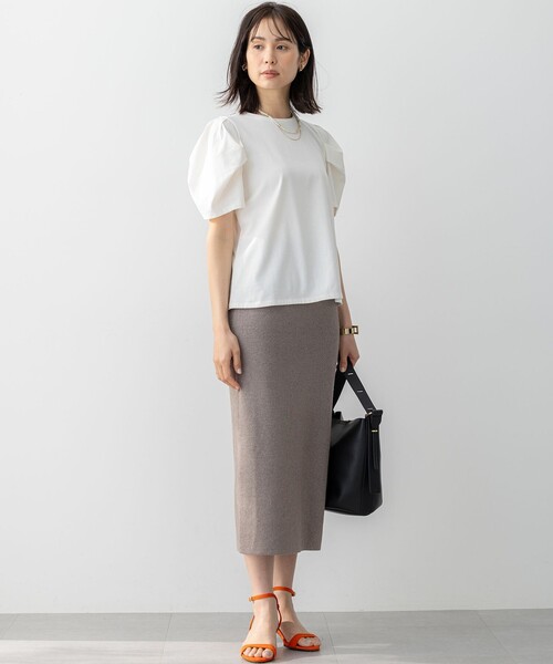 組曲（クミキョク）の「GIZAコットンタックスリーブ Tシャツ（Tシャツ/カットソー・レディース・スモーキーグリーン系/アイボリー系/ブラック系1/ブラック系・3/2）」の14枚目の写真