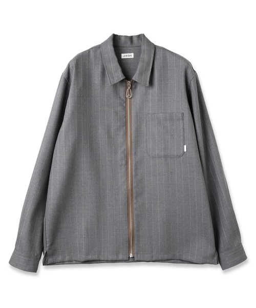 JIEDA(ジエダ)の「WOOL STRIPE ZIP SHIRT(シャツ/ブラウス・メンズ・ブラック/グレー・1/2)」の2枚目の写真