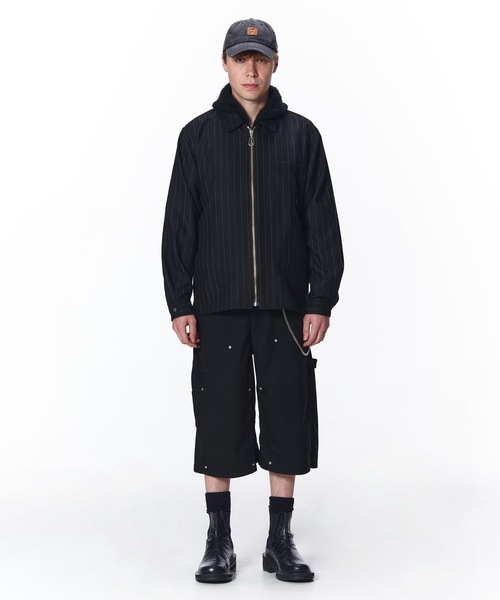 JIEDA(ジエダ)の「WOOL STRIPE ZIP SHIRT(シャツ/ブラウス・メンズ・ブラック/グレー・1/2)」の5枚目の写真