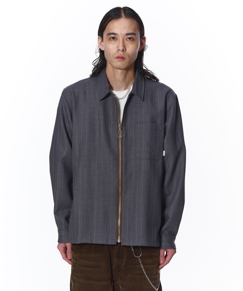 JIEDA(ジエダ)の「WOOL STRIPE ZIP SHIRT(シャツ/ブラウス・メンズ・ブラック/グレー・1/2)」の6枚目の写真