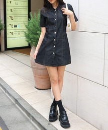ALLuRing ChaRm（アリュリングチャーム）の「Stitch Denim Mini Dress / ステッチデニムミニワンピース（ワンピース）」