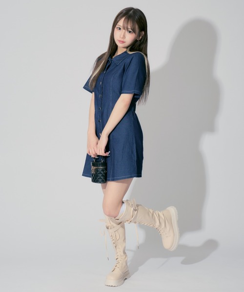 Denim Mini Dress デニムミニワンピース Denim Mini Dress
