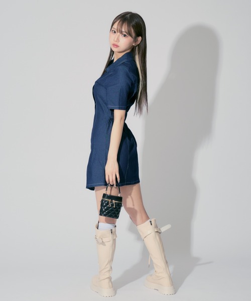Denim Mini Dress デニムミニワンピース Denim dress（ミニデニムワンピース） – ajuippo
