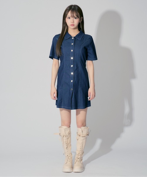 Denim Mini Dress デニムミニワンピース Denim Mini Dress/デニムミニワンピース【MAISON SPECIAL/メゾン