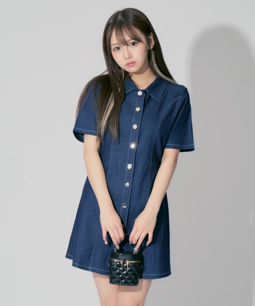 Denim Mini Dress デニムミニワンピース Denim Mini Dress/デニムミニワンピース【MAISON SPECIAL/メゾン