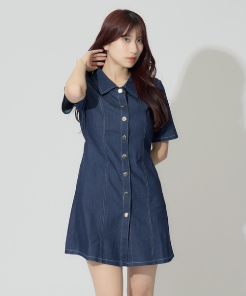 Denim Mini Dress デニムミニワンピース Denim Mini Dress