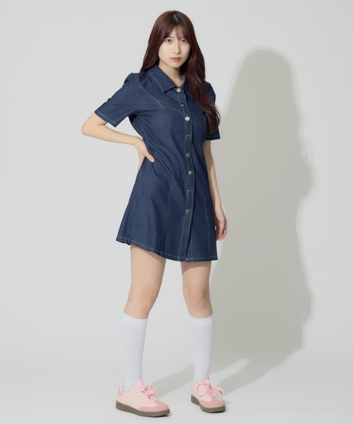 Stitch Denim Mini Dress / ステッチデニムミニワンピース