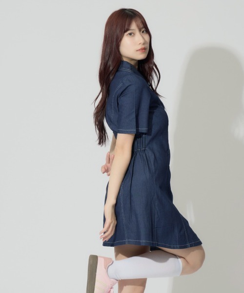 Stitch Denim Mini Dress / ステッチデニムミニワンピース