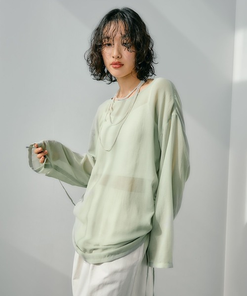 LEPSIM(レプシィム)の「2WAYシアードロストチュニック 318596(チュニック・レディース・ブラック/ライトグリーン/カーキブラウン/ホワイト/ベージュ・FREE)」の5枚目の写真