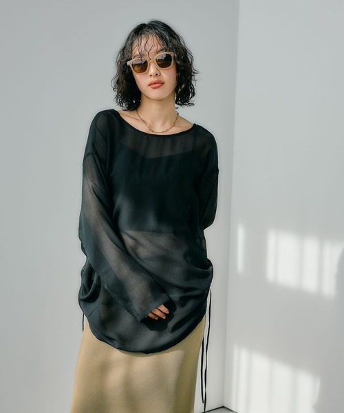 LEPSIM(レプシィム)の「2WAYシアードロストチュニック 318596(チュニック・レディース・ブラック/ライトグリーン/カーキブラウン/ホワイト/ベージュ・FREE)」の6枚目の写真