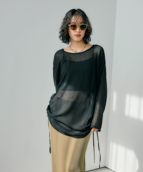 LEPSIM(レプシィム)の「2WAYシアードロストチュニック 318596(チュニック・レディース・ブラック/ライトグリーン/カーキブラウン/ホワイト/ベージュ・FREE)」の7枚目の写真