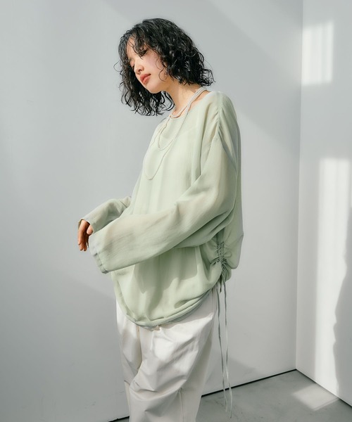 LEPSIM(レプシィム)の「2WAYシアードロストチュニック 318596(チュニック・レディース・ブラック/ライトグリーン/カーキブラウン/ホワイト/ベージュ・FREE)」の13枚目の写真