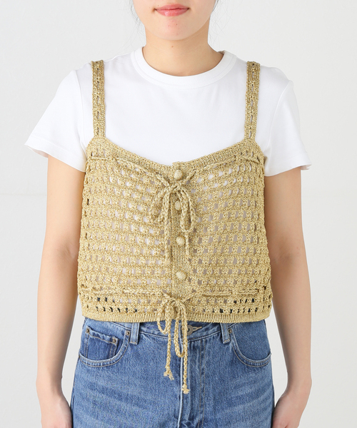 JANE SMITH / JOHN SMITH（ジェーンスミスジョンスミス）の「【JANE SMITH/ジェーンスミス】5G MESH GLITTER CAMISOLE：ニットキャミソール（キャミソール・レディース・ゴールド・38）」の3枚目の写真
