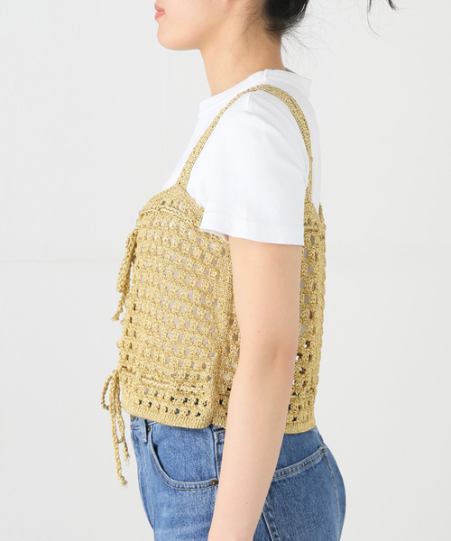 JANE SMITH / JOHN SMITH（ジェーンスミスジョンスミス）の「【JANE SMITH/ジェーンスミス】5G MESH GLITTER CAMISOLE：ニットキャミソール（キャミソール・レディース・ゴールド・38）」の4枚目の写真