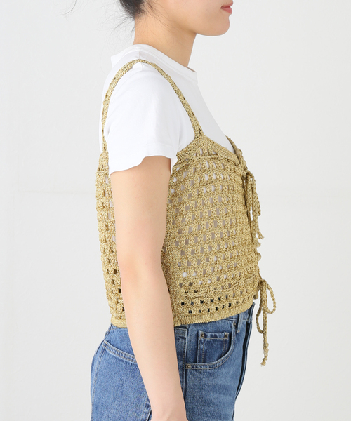 JANE SMITH / JOHN SMITH（ジェーンスミスジョンスミス）の「【JANE SMITH/ジェーンスミス】5G MESH GLITTER CAMISOLE：ニットキャミソール（キャミソール・レディース・ゴールド・38）」の6枚目の写真
