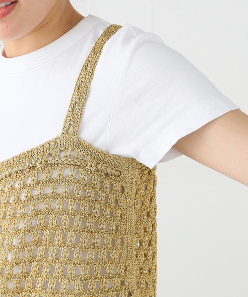 JANE SMITH / JOHN SMITH（ジェーンスミスジョンスミス）の「【JANE SMITH/ジェーンスミス】5G MESH GLITTER CAMISOLE：ニットキャミソール（キャミソール・レディース・ゴールド・38）」の7枚目の写真