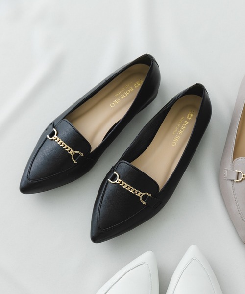 RODE SKO（ロデスコ）の「『MADE IN JAPAN』プチチェーンフラットシューズ（ローファー・レディース・ライトグレー/ホワイト/ブラック・36/37/38）」の7枚目の写真