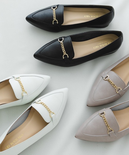 RODE SKO（ロデスコ）の「『MADE IN JAPAN』プチチェーンフラットシューズ（ローファー・レディース・ライトグレー/ホワイト/ブラック・36/37/38）」の9枚目の写真