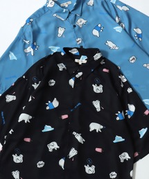 Animal Allover Shirts/接触冷感 イージーケア オーバーサイズ アニマル 総柄 イヌ ネコ サメ ペンギン レギュラーカラー 半袖シャツ/レディース メンズ