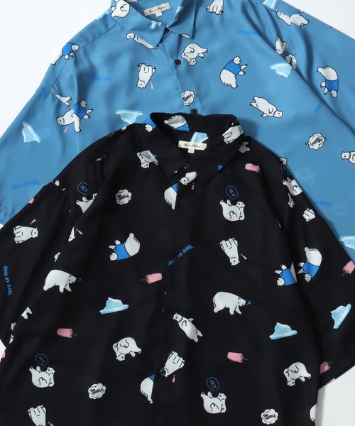 Lazar(ラザル)の「Animal Allover Shirts/接触冷感 イージーケア オーバーサイズ アニマル 総柄 イヌ ネコ サメ ペンギン レギュラーカラー 半袖シャツ/レディース メンズ(シャツ/ブラウス・レディース・ベージュ/ホワイト/ホワイト系その他/グリーン/ホワイト系その他3/ブラック/ブラック系その他2/ブラック系その他/ホワイト系その他2/ブルー/グレイッシュブルー/ブラック系その他3/グレー/ネイビー/ベージュ系その他/アイボリー/サックスブルー/ミント/ホワイト系その他4/ホワイト系その他5/ブルー系その他/ブラック系その他5/ホワイト系その他6/ブラック系その他7/ブラック系その他4/ブルー系その他2/ブラック系/ブラック系その他6/ネイビー系・M/L)」の17枚目の写真