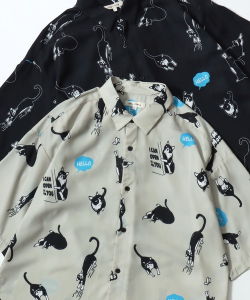 Lazar(ラザル)の「Animal Allover Shirts/接触冷感 イージーケア オーバーサイズ アニマル 総柄 イヌ ネコ サメ ペンギン レギュラーカラー 半袖シャツ/レディース メンズ(シャツ/ブラウス・レディース・ベージュ/ホワイト/ホワイト系その他/グリーン/ホワイト系その他3/ブラック/ブラック系その他2/ブラック系その他/ホワイト系その他2/ブルー/グレイッシュブルー/ブラック系その他3/グレー/ネイビー/ベージュ系その他/アイボリー/サックスブルー/ミント/ホワイト系その他4/ホワイト系その他5/ブルー系その他/ブラック系その他5/ホワイト系その他6/ブラック系その他7/ブラック系その他4/ブルー系その他2/ブラック系/ブラック系その他6/ネイビー系・M/L)」の20枚目の写真