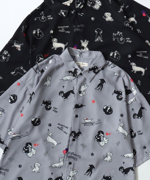 Lazar(ラザル)の「Animal Allover Shirts/接触冷感 イージーケア オーバーサイズ アニマル 総柄 イヌ ネコ サメ ペンギン レギュラーカラー 半袖シャツ/レディース メンズ(シャツ/ブラウス・レディース・ベージュ/ホワイト/ホワイト系その他/グリーン/ホワイト系その他3/ブラック/ブラック系その他2/ブラック系その他/ホワイト系その他2/ブルー/グレイッシュブルー/ブラック系その他3/グレー/ネイビー/ベージュ系その他/アイボリー/サックスブルー/ミント/ホワイト系その他4/ホワイト系その他5/ブルー系その他/ブラック系その他5/ホワイト系その他6/ブラック系その他7/ブラック系その他4/ブルー系その他2/ブラック系/ブラック系その他6/ネイビー系・M/L)」の18枚目の写真