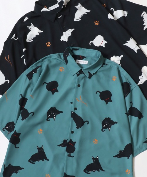 Lazar(ラザル)の「Animal Allover Shirts/接触冷感 イージーケア オーバーサイズ アニマル 総柄 イヌ ネコ サメ ペンギン レギュラーカラー 半袖シャツ/レディース メンズ(シャツ/ブラウス・レディース・ベージュ/ホワイト/ホワイト系その他/グリーン/ホワイト系その他3/ブラック/ブラック系その他2/ブラック系その他/ホワイト系その他2/ブルー/グレイッシュブルー/ブラック系その他3/グレー/ネイビー/ベージュ系その他/アイボリー/サックスブルー/ミント/ホワイト系その他4/ホワイト系その他5/ブルー系その他/ブラック系その他5/ホワイト系その他6/ブラック系その他7/ブラック系その他4/ブルー系その他2/ブラック系/ブラック系その他6/ネイビー系・M/L)」の21枚目の写真