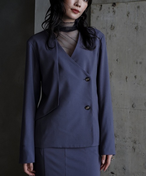 Collarless Design Jacket