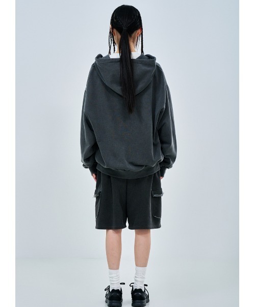 ACOVER(オコボ)の「A'GEM/9 × .kom 『ACOVER/オコボ』 Ribbon Club Pigment Hood Zip-Up/リボンクラブピグメントフードジップアップ(パーカー・レディース・チャコールグレー・FREE)」の6枚目の写真