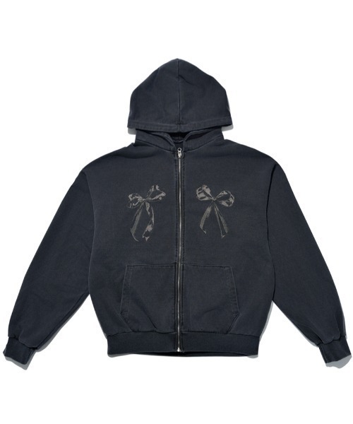 ACOVER(オコボ)の「A'GEM/9 × .kom 『ACOVER/オコボ』 Ribbon Club Pigment Hood Zip-Up/リボンクラブピグメントフードジップアップ(パーカー・レディース・チャコールグレー・FREE)」の7枚目の写真