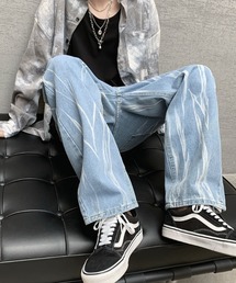 Washed Flared Denim Pants / ウォッシュ加工 フレアデニムパンツ ブリーチ加工 メンズ 秋物 秋服 2026年秋冬