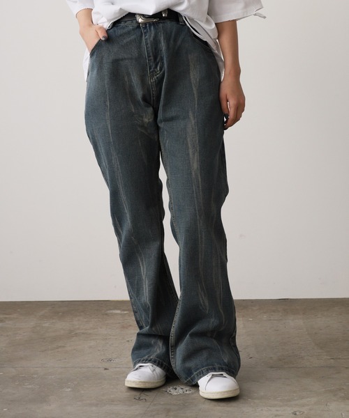 ROOPTOKYO(ループトウキョウ)の「Washed Flared Denim Pants / ウォッシュ加工 フレアデニムパンツ ブリーチ加工(デニムパンツ・メンズ・ブルー/イエロー/ブラック/ライトブルー・M/L)」の12枚目の写真