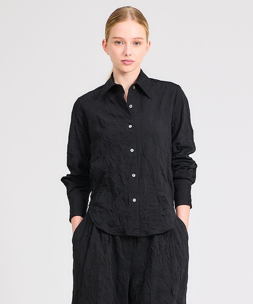 ESTNATION(エストネーション)の「GOOD PEOPLE GOOD STITCHING GOOD PRODUCT for ESTNATION / ワッシャー シャツ(シャツ/ブラウス・レディース・ブラック/ホワイト・FREE)」の1枚目の写真