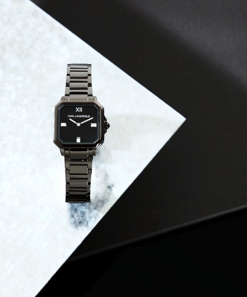 KARL LAGERFELD(カールラガーフェルド)の「「KARL LAGERFELD/カール・ラガーフェルド」スクエア クラシック -クリスタル ダイヤル シルバー ブレスレット(アナログ腕時計・レディース・シルバー×ブラック/ブラック/シルバー×キュービック・FREE)」の16枚目の写真
