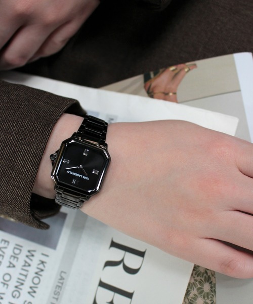 KARL LAGERFELD(カールラガーフェルド)の「「KARL LAGERFELD/カール・ラガーフェルド」スクエア クラシック -クリスタル ダイヤル シルバー ブレスレット(アナログ腕時計・レディース・シルバー×ブラック/ブラック/シルバー×キュービック・FREE)」の7枚目の写真