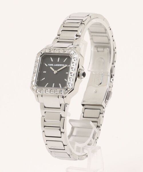 KARL LAGERFELD(カールラガーフェルド)の「「KARL LAGERFELD/カール・ラガーフェルド」スクエア クラシック -クリスタル ダイヤル シルバー ブレスレット(アナログ腕時計・レディース・シルバー×ブラック/ブラック/シルバー×キュービック・FREE)」の10枚目の写真