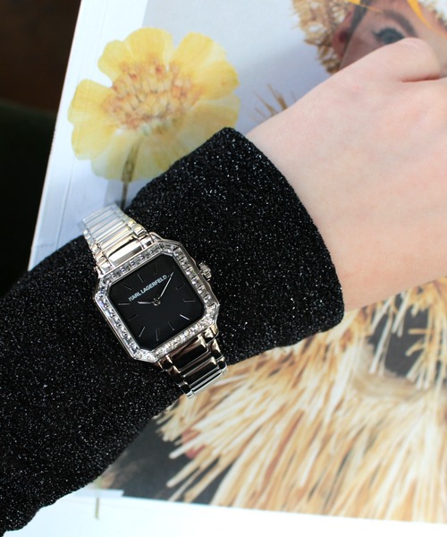 KARL LAGERFELD(カールラガーフェルド)の「「KARL LAGERFELD/カール・ラガーフェルド」スクエア クラシック -クリスタル ダイヤル シルバー ブレスレット(アナログ腕時計・レディース・シルバー×ブラック/ブラック/シルバー×キュービック・FREE)」の22枚目の写真