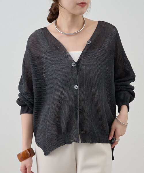 SHENERY（シーナリー）の「《新色追加》《救世主カーデ》ぺーパーヤーンニットカーディガン（カーディガン/ボレロ・レディース・ベージュ/アイボリー/ブラック/チャコールグレー・FREE）」の3枚目の写真