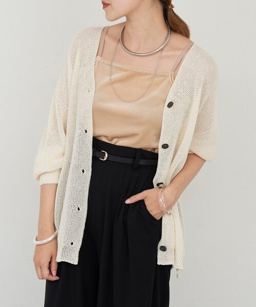 SHENERY（シーナリー）の「《新色追加》《救世主カーデ》ぺーパーヤーンニットカーディガン（カーディガン/ボレロ・レディース・ベージュ/アイボリー/ブラック/チャコールグレー・FREE）」の21枚目の写真