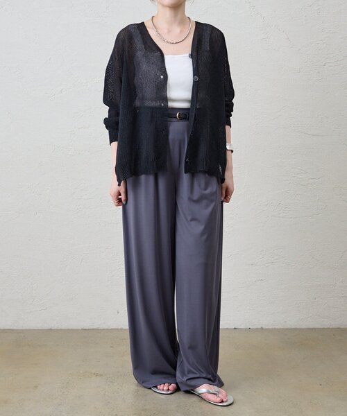 SHENERY（シーナリー）の「《新色追加》《救世主カーデ》ぺーパーヤーンニットカーディガン（カーディガン/ボレロ・レディース・ベージュ/アイボリー/ブラック/チャコールグレー・FREE）」の6枚目の写真