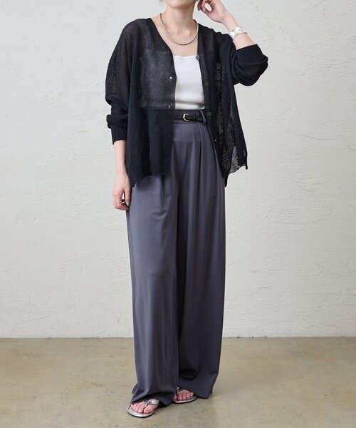 SHENERY（シーナリー）の「《新色追加》《救世主カーデ》ぺーパーヤーンニットカーディガン（カーディガン/ボレロ・レディース・ベージュ/アイボリー/ブラック/チャコールグレー・FREE）」の8枚目の写真