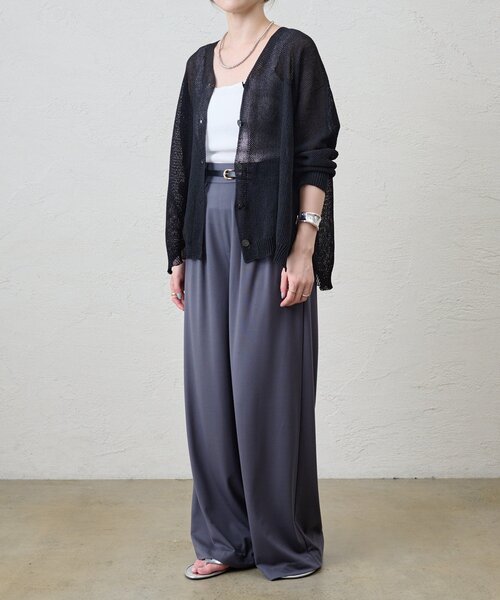 SHENERY（シーナリー）の「《新色追加》《救世主カーデ》ぺーパーヤーンニットカーディガン（カーディガン/ボレロ・レディース・ベージュ/アイボリー/ブラック/チャコールグレー・FREE）」の9枚目の写真