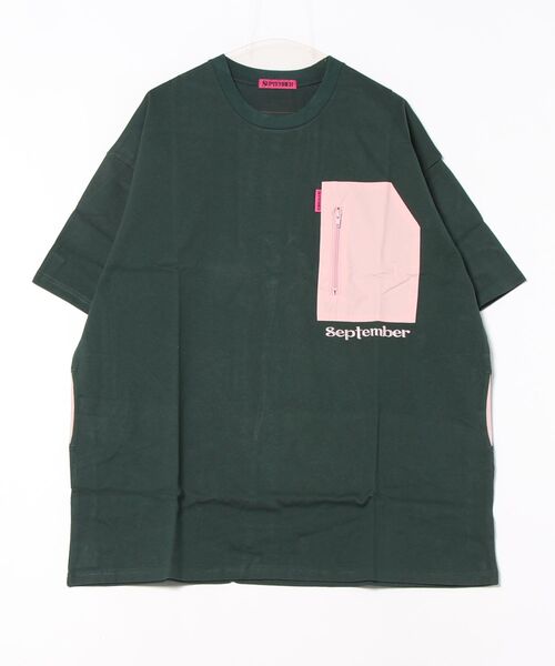 September(セプテンバー)の「/SEPTEMBER(セプテンバー)/pocket bigtee(Tシャツ/カットソー・レディース・グリーン/ブラック/ホワイト・MEDIUM/SMALL)」の1枚目の写真
