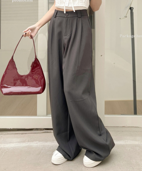 Ada.（エイダ）の「ピンストライプ ワイド スラックス（スラックス・レディース・アイボリー/ブラック/グレー/ネイビー/ベージュ/ブラウン・M/L/S）」の17枚目の写真